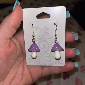 Purple mushroom earrings
